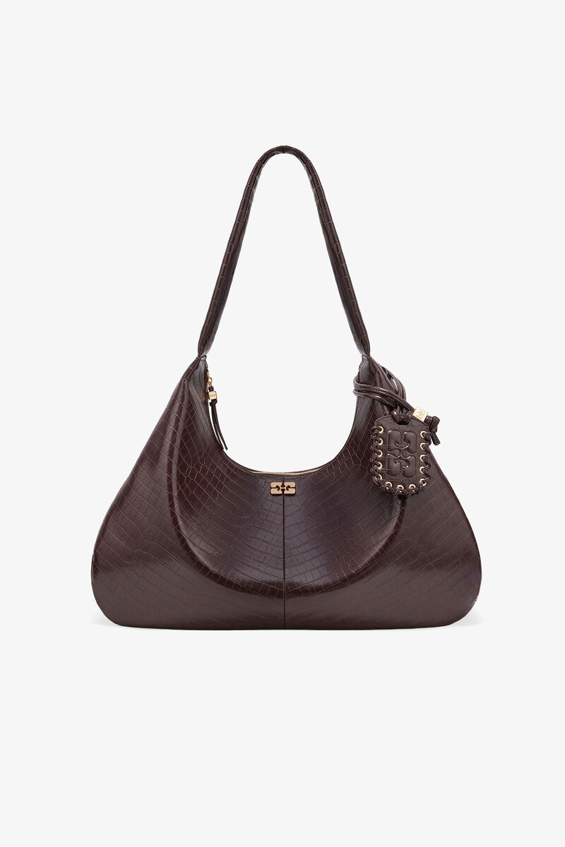 Brunt Croco XXL Hobo-Handväska