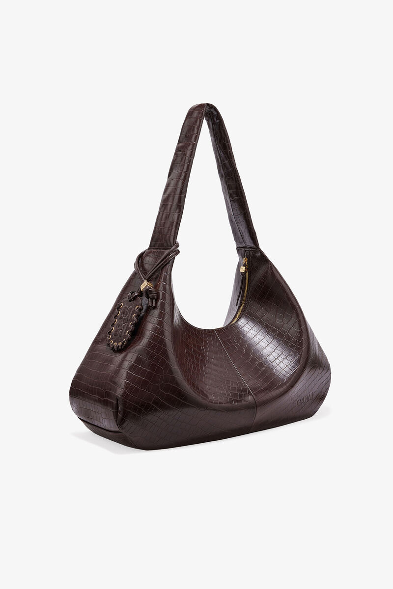 Brunt Croco XXL Hobo-Handväska