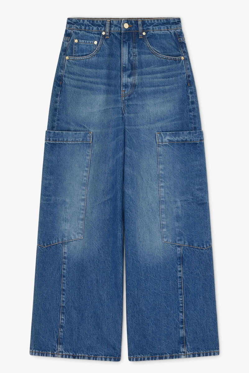Slacka cargojeans i hård denim