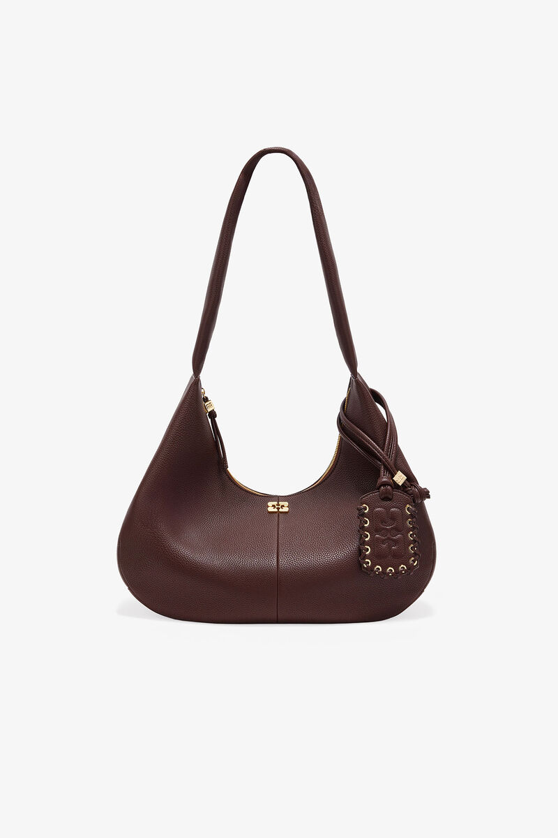 Brunt, kornig medium hobo-väska