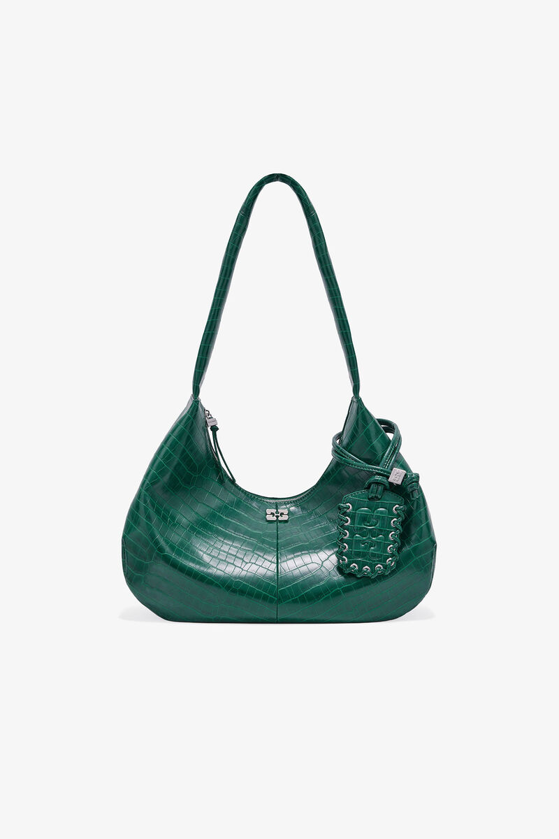 Grön croco medium hobo-rygga