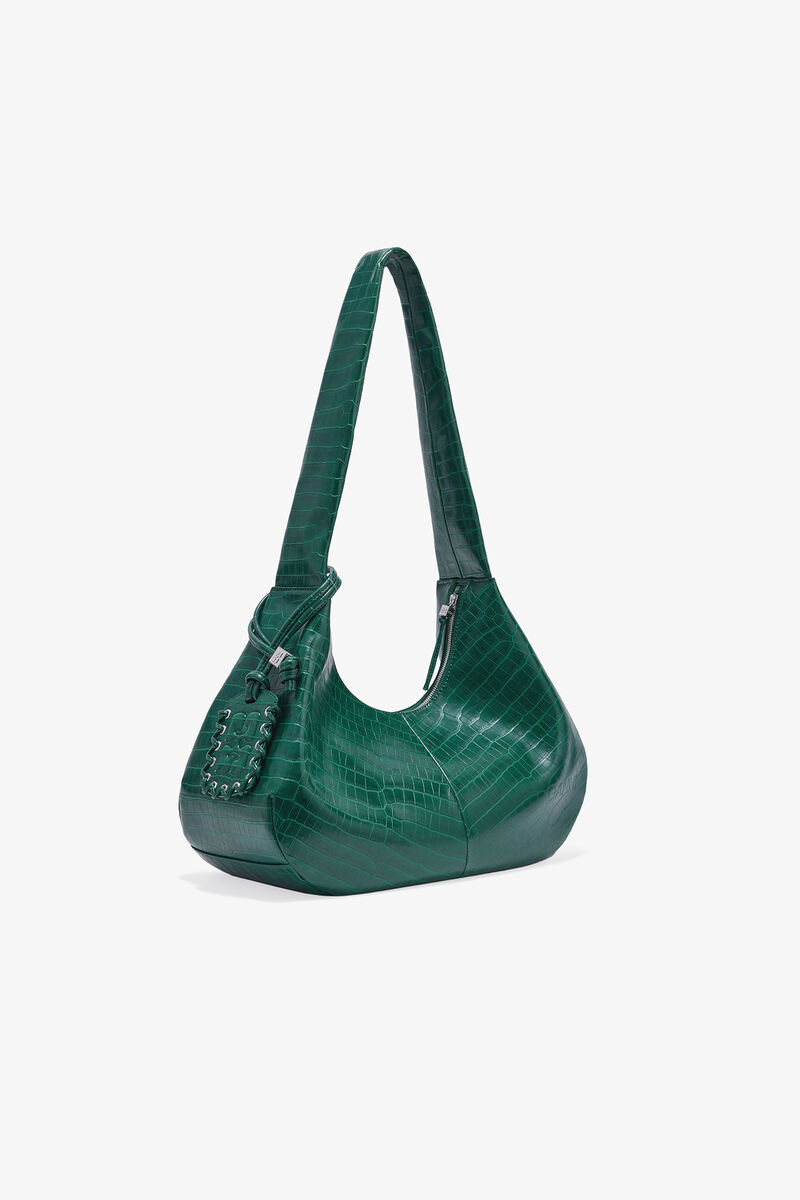 Grön croco medium hobo-rygga