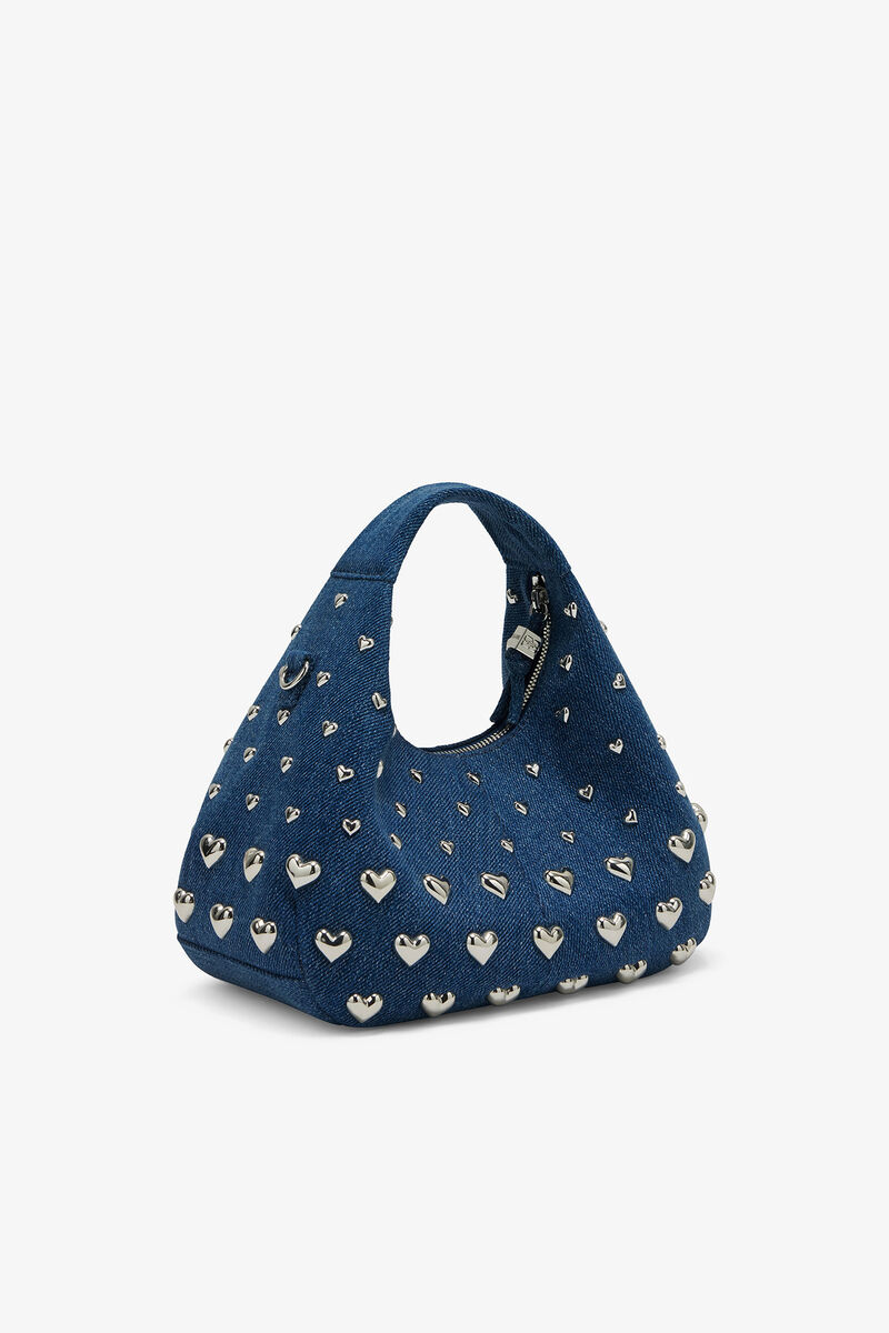 Denim Stud Mini Hobo-bag