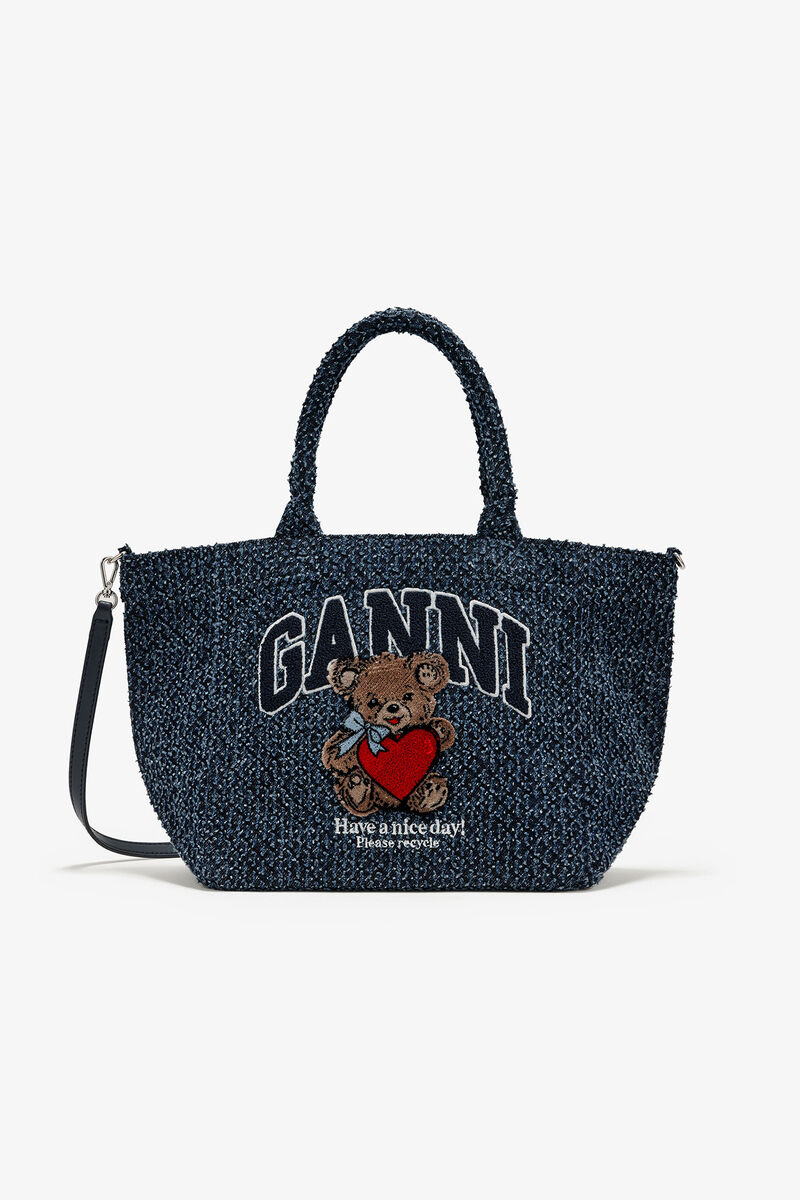 Tweed Denim Small Bear Tote