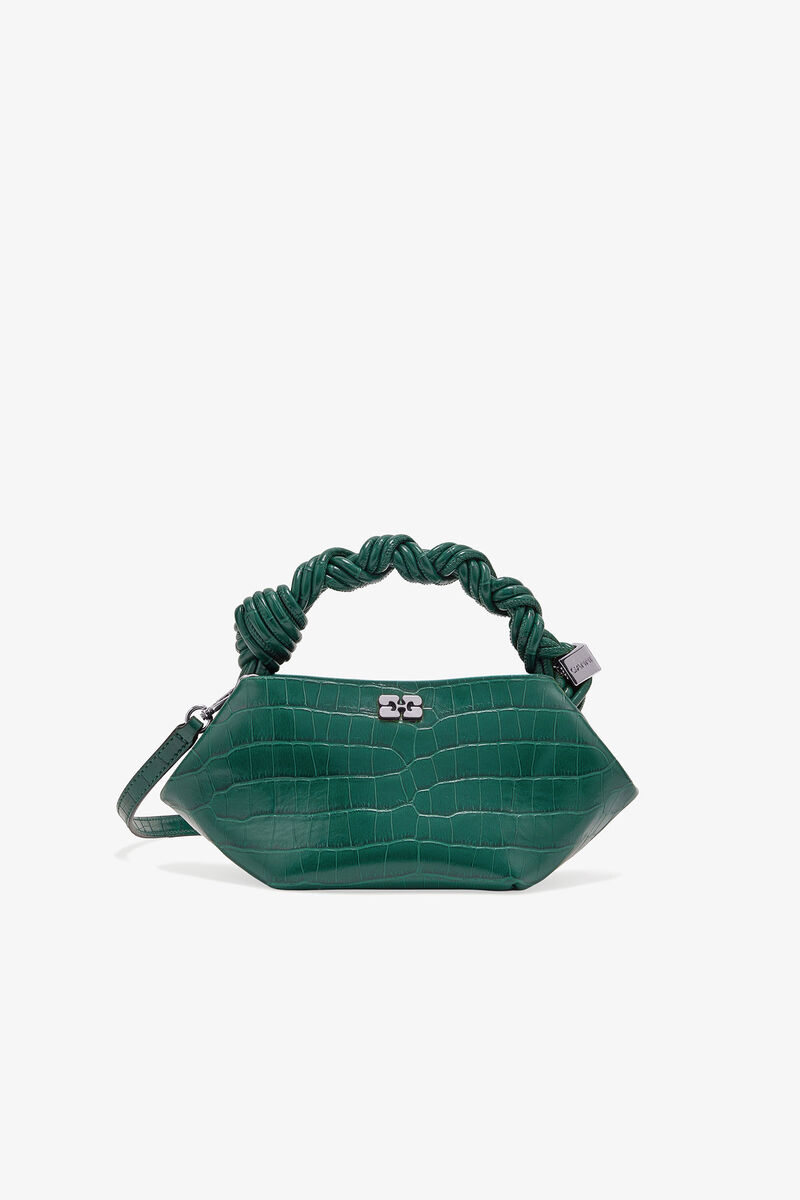 Grön croco patent mini bou bag