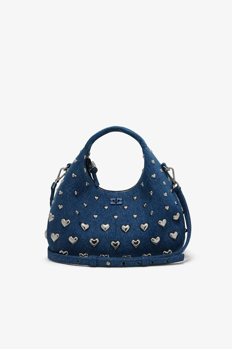 Denim Stud Mini Hobo-bag