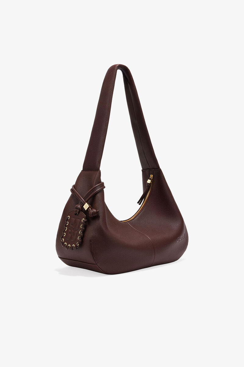 Brunt, kornig medium hobo-väska
